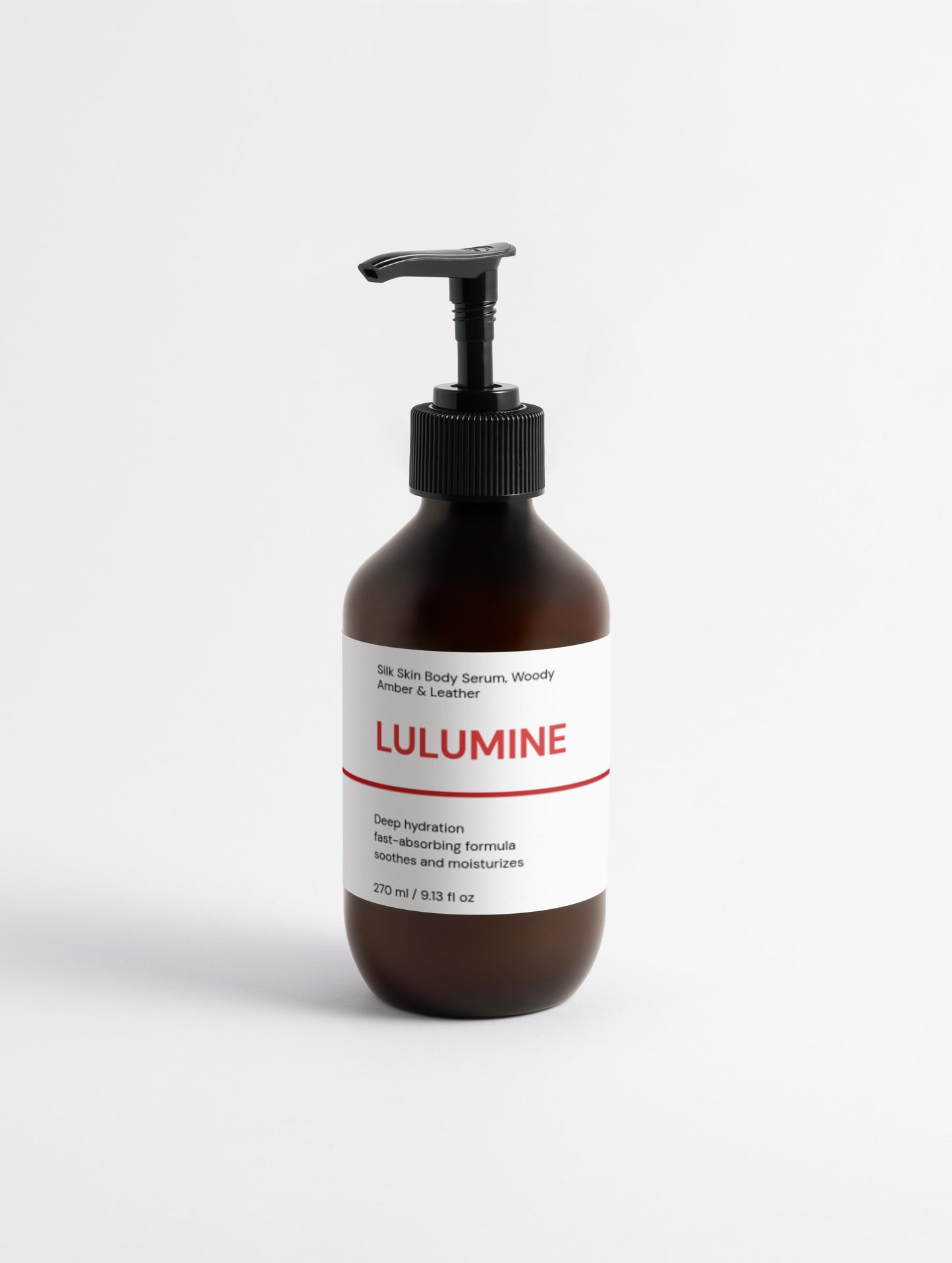 Lulumine bottle with pump on a white background